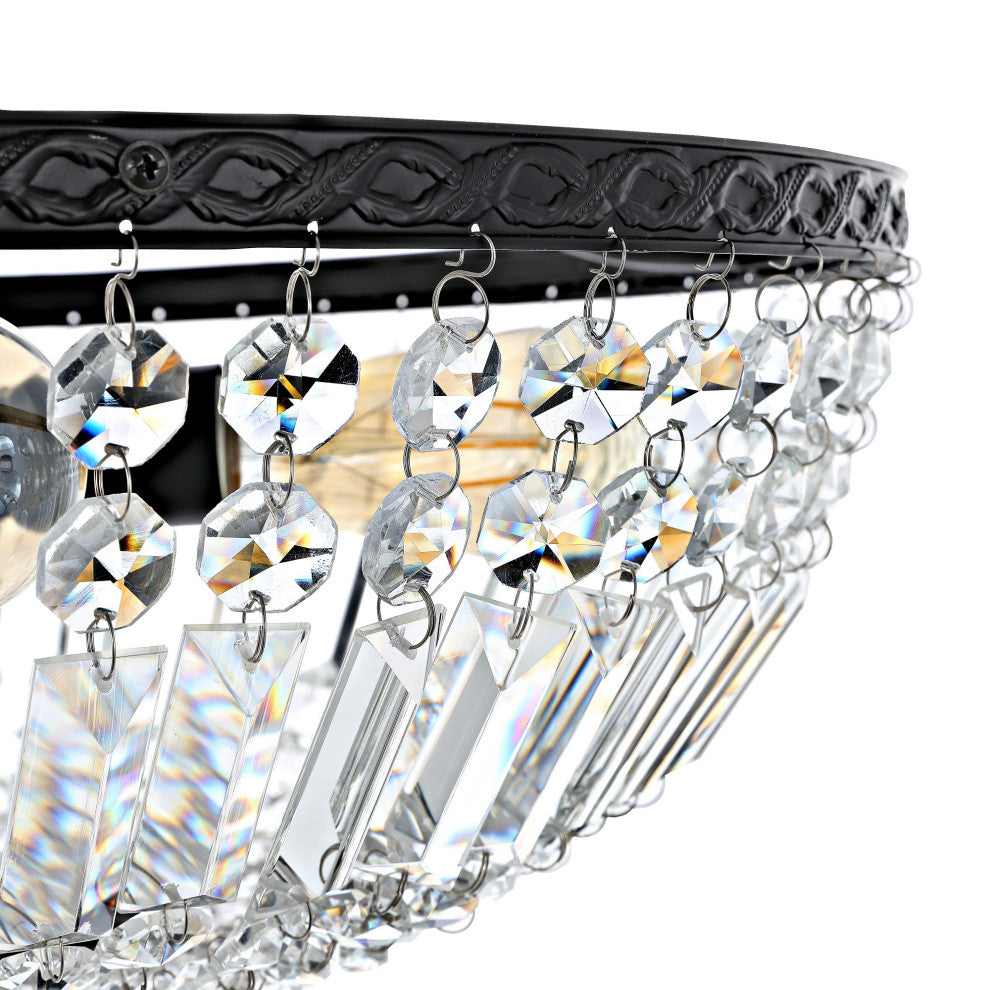 5-Light Crystal Semi Flush Mount, Black