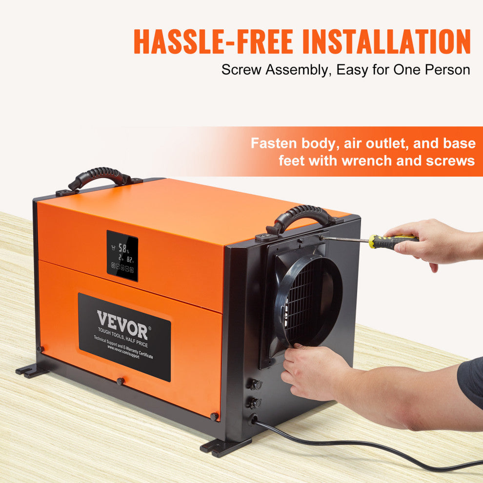 VEVOR 156 PPD Commercial Dehumidifier with Pump Drain Hose for Crawl Spaces