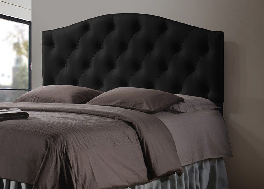 Myra Full Size Black Faux Leather Upholstered Button-Tufted Headboard