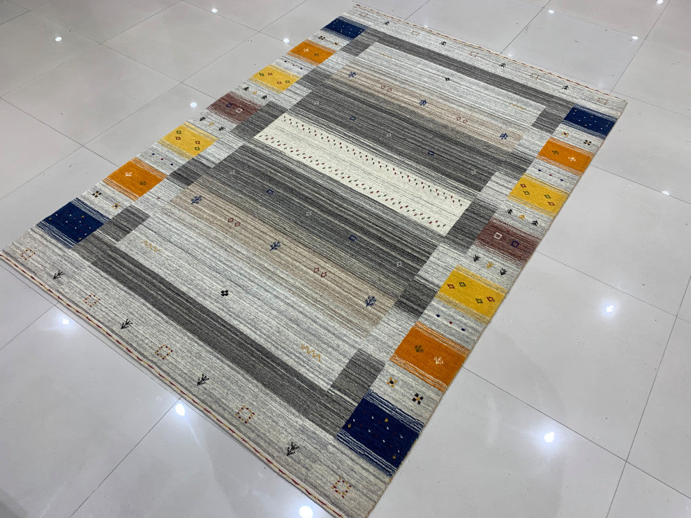 Multi-Colored Transitional Modern Gabbeh Area Rug