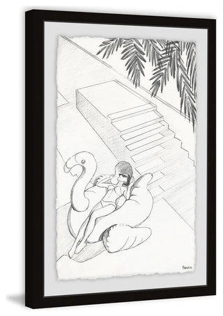 "Flamingo Float" Framed Painting Print, 20"x30"