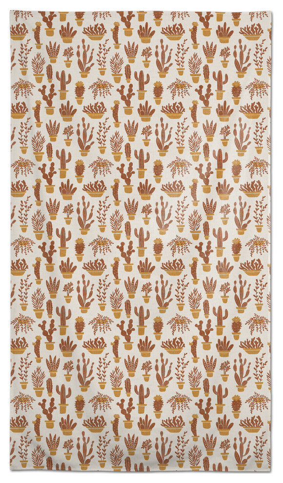 Houseplants On Linen Orange 58 x 102 Outdoor Tablecloth