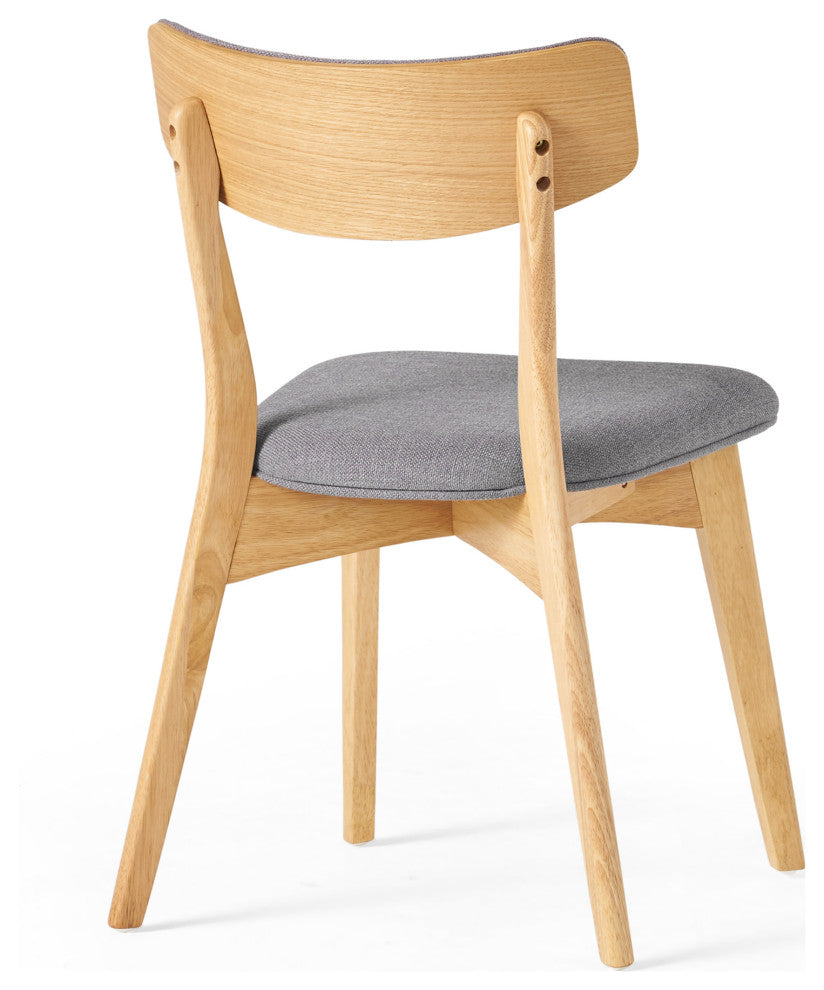 GDF Studio 5-Piece Antonio Mid Century Natural Oak Finished Dining Set, Dark Gray