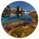Curving Mountain Lake Shore, Landscape Art Disc Metal Wall Art, 11"
