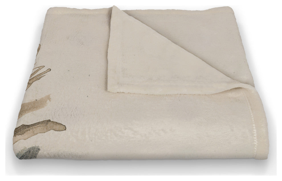 Modern Transitional Flowers 50"x60" Coral Fleece Blanket