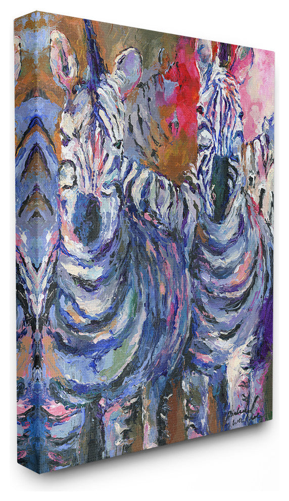 Brightly Colored Rainbow Painted Zebra Herd Stretched Canvas Wall Art, 16"x20"