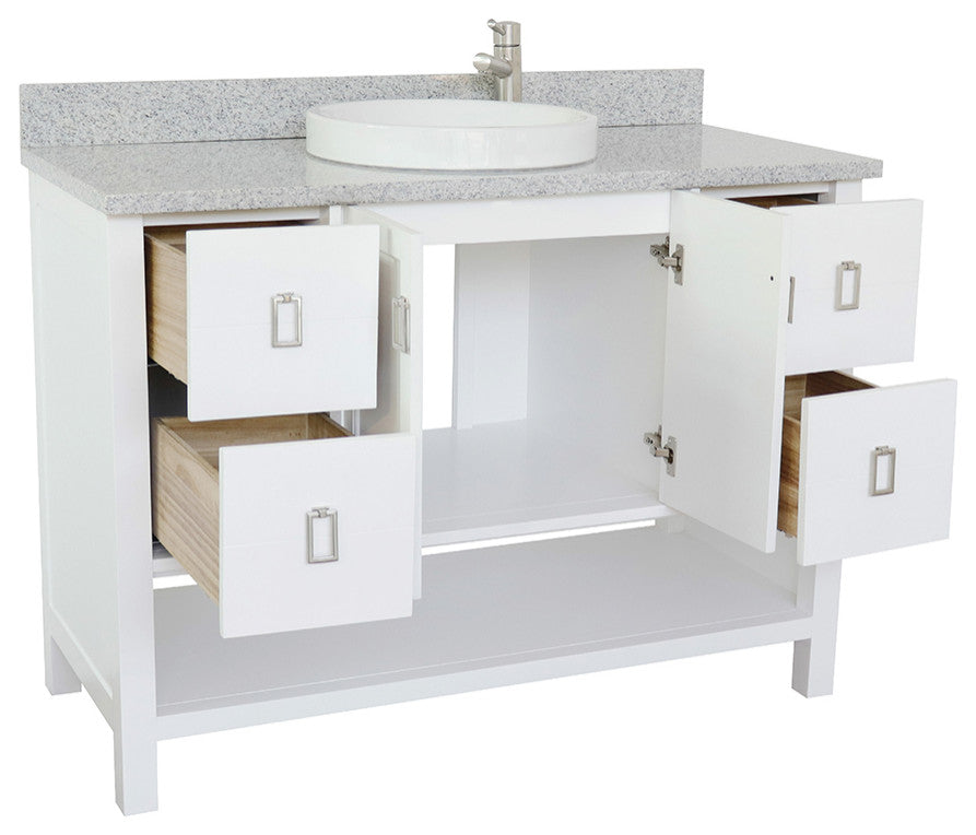 49" Single Vanity, White Finish With Gray Granite Top