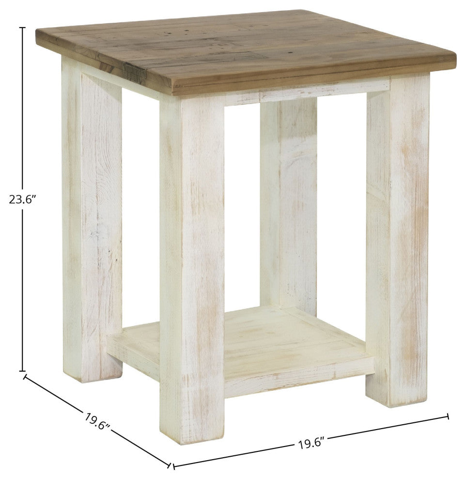 Provence Side Table, White/Brown