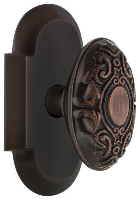 Cottage Plate Privacy Victorian Knob, Timeless Bronze
