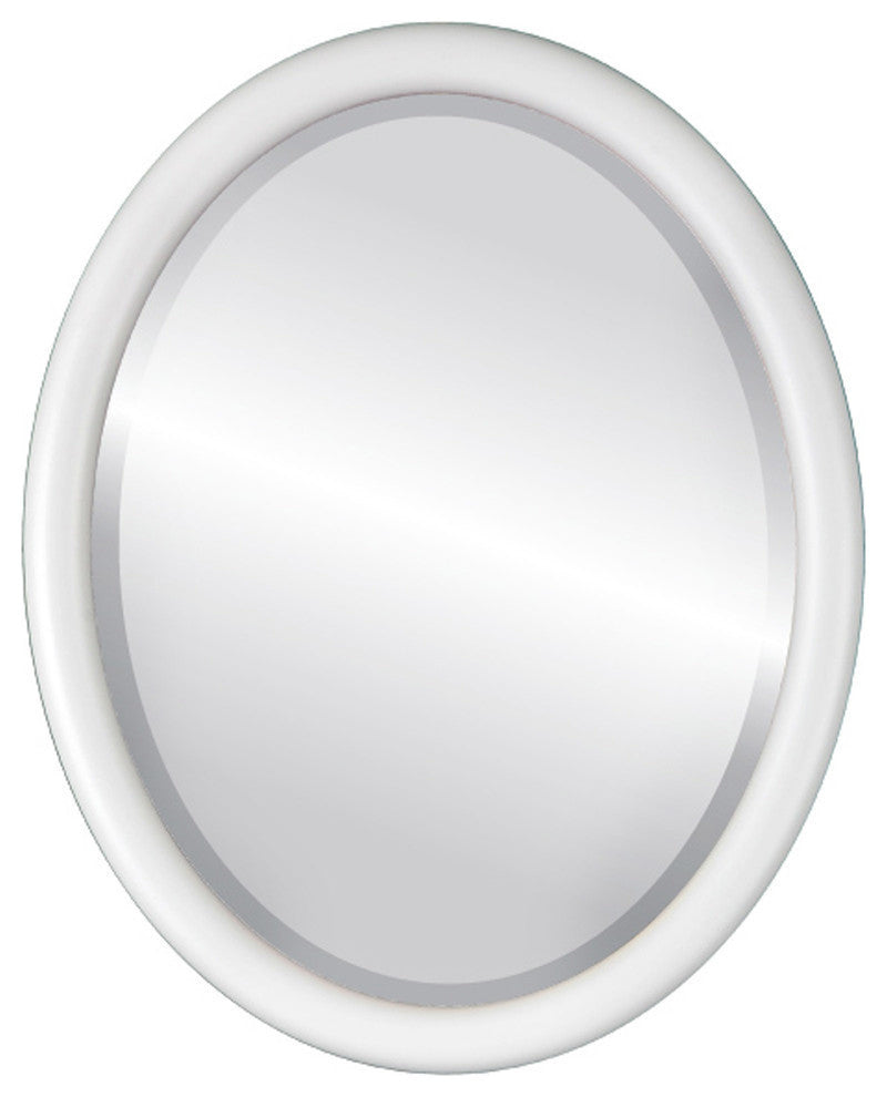 Pasadena Framed Oval Mirror, Linen White, 21"x25"