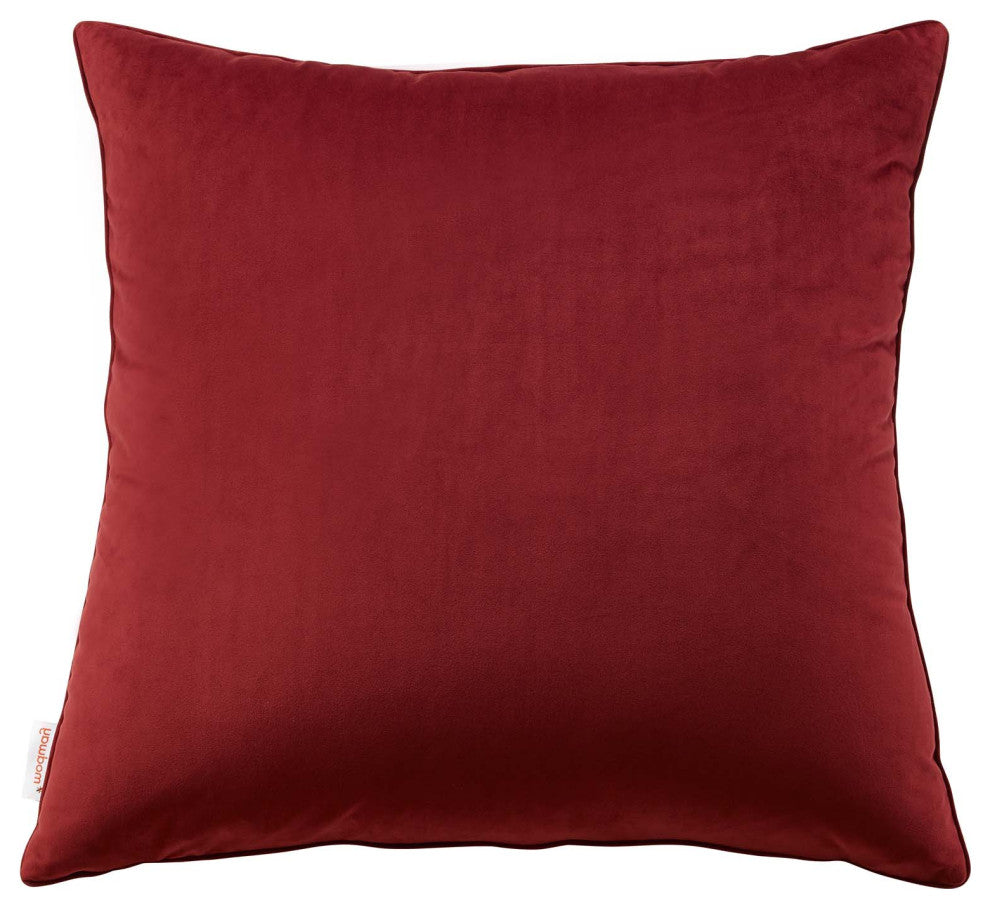 Accent Throw Pillow, Velvet, Red, Modern, Living Lounge Hotel Lobby Hospitality