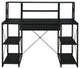 Wooden Writing Desk With Open Shelves, Black