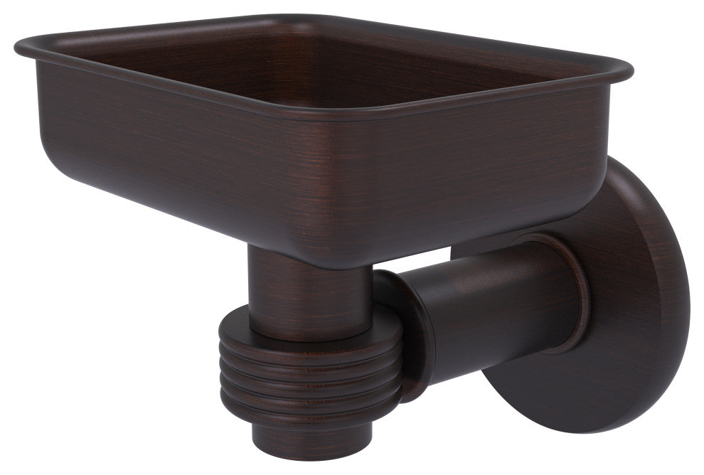 Continental Wall Mount Soap Dish Holder With Groovy Accents, Venetian Bronze