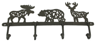 Cast Iron Moose Bear Deer Hook Rack Wall Mounted Coat Holder Cabin Home Decor