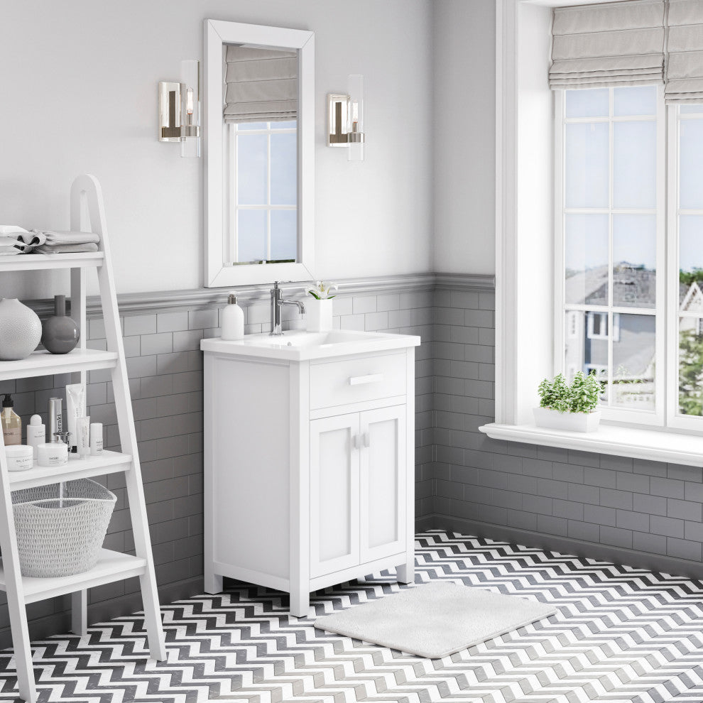 Water Creation Myra 24" Single Vanity, Double Door, Without Faucet, Pure White