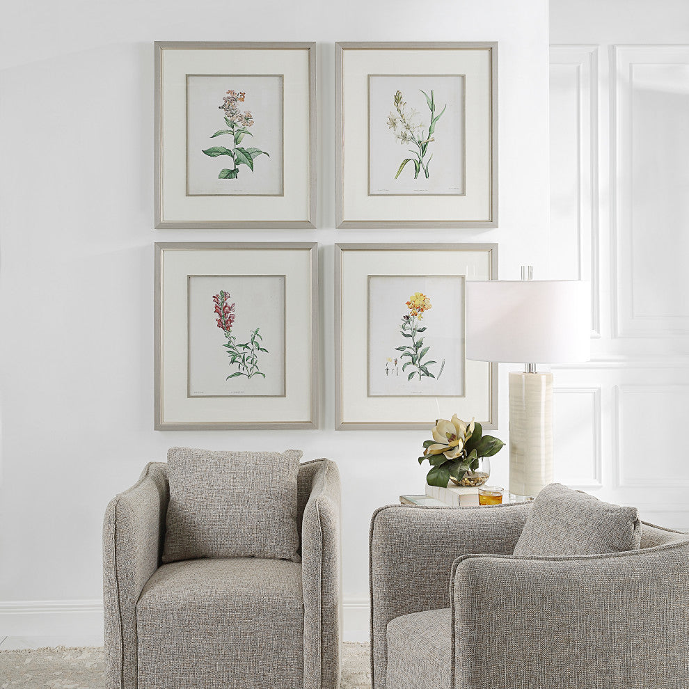 Uttermost 32285 Heirloom Blooms Study Framed Prints 4-Piece Set