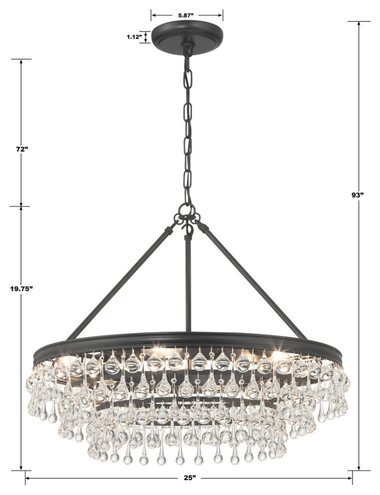 CRYSTORAMA Calypso 6 Light Matte Black Chandelier