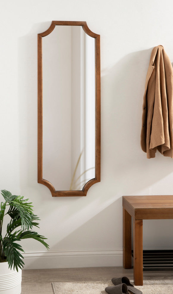 Hogan Framed Scallop Wall Mirror, Rustic Brown 16x48