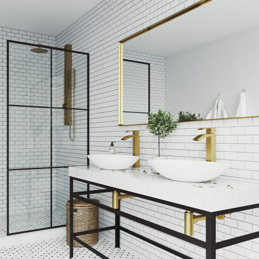 VIGO Duris 12" H Single Handle Single Hole Bathroom Vessel Faucet, Matte Brushed Gold
