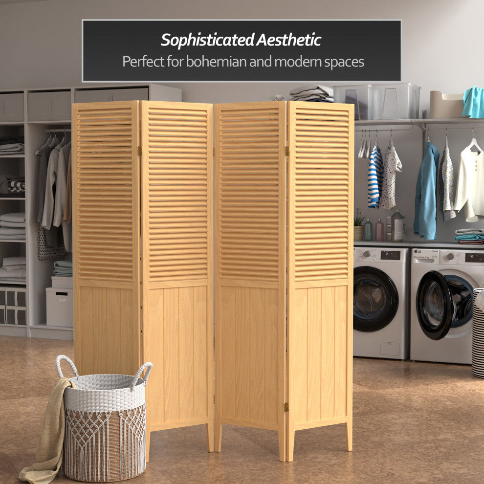 6' Tall Beadboard Divider, Natural, 4 Panels