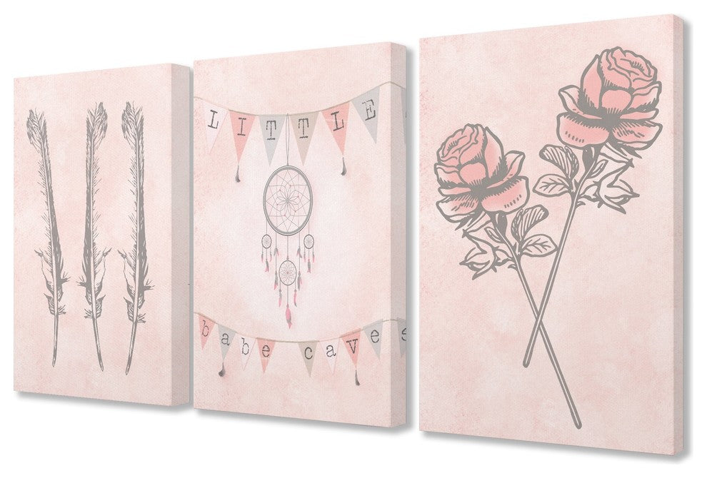 Stupell Ind. Little Babe Cave Dreamcatcher Canvas Art Set, 3pc, each 16"x20"