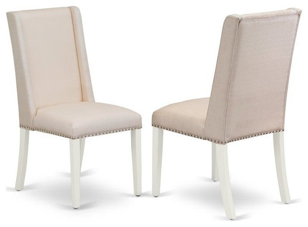 5-Piece Dinette Set, 4 Chairs and Table With Jacobean Table Top, Linen White