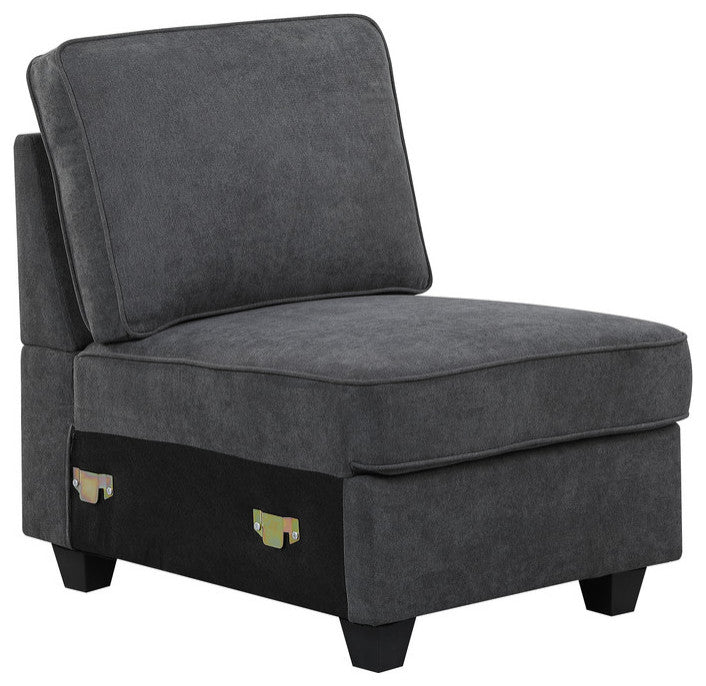 Lilola Home Leo Dark Gray Woven Double Chaise 4-Piece Modular Sectional Sofa