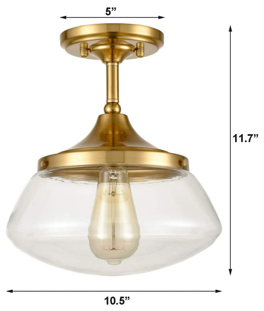 Modern Fluch Mount Light Fixture glass ceiling lamp with brass finish