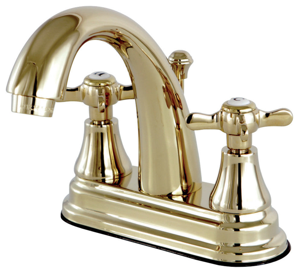 4" Centerset Bathroom Faucet WithBrass Pop-Up, Polished Brass