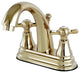 4" Centerset Bathroom Faucet WithBrass Pop-Up, Polished Brass