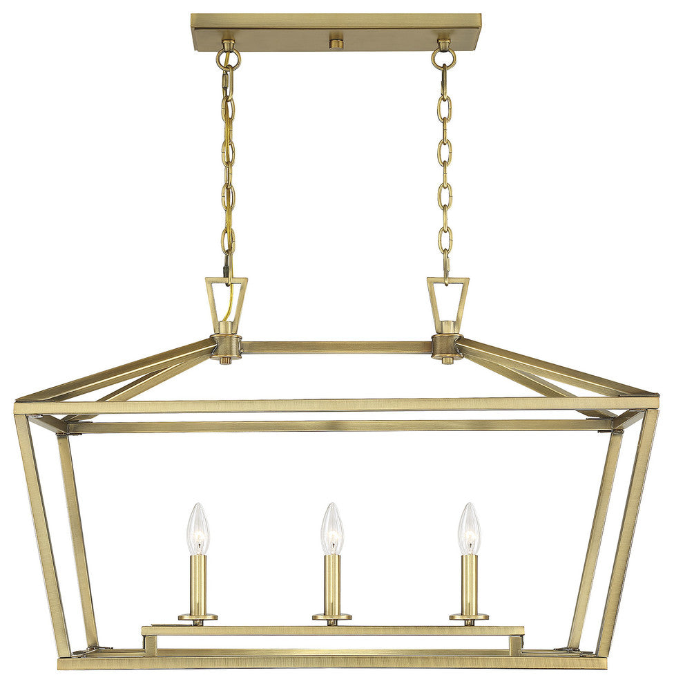 Townsend 3-Light Trestle Chandelier, Warm Brass