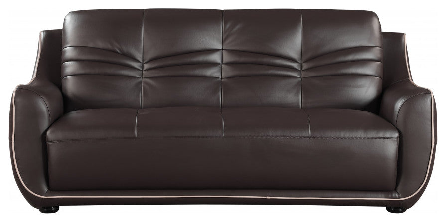 61''x39''x36'' Modern Brown Leather Sofa And Loveseat