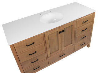 Horizon 60" Single Bathroom Vanity Top, Blonde, Engineered White