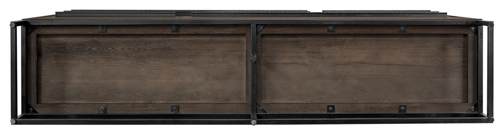 Nevada Rustic Oak Wood Sideboard, Dark Brown