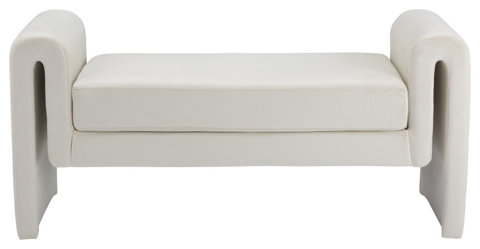 Sloan Velvet Upholstered Bench, Cream, 51" Wide