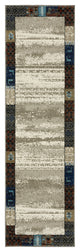 Vander Patchwork Border Beige/Multi-colored Indoor Area Rug, Beige, 2'3"x7'6"
