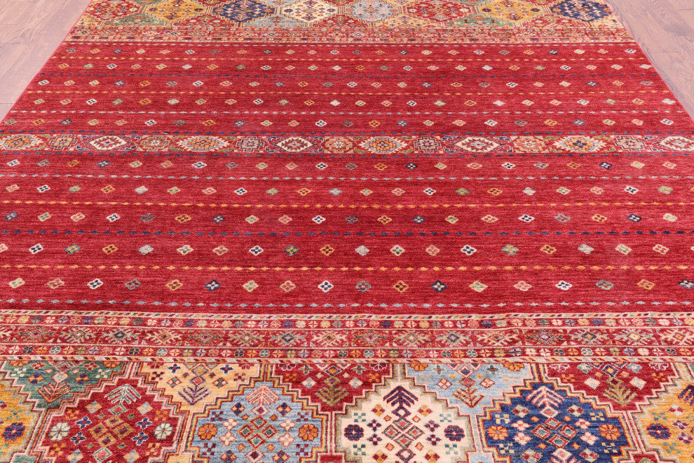 8' 2" X 11' 4" Khorjin Super Kazak Hand-Knotted Rug Q5351