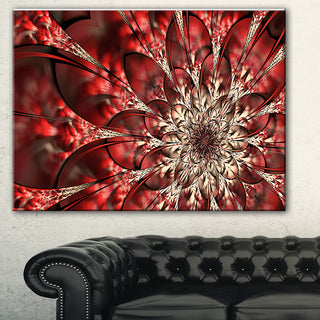 "Red Symmetrical Flowers Pattern" Canvas Print