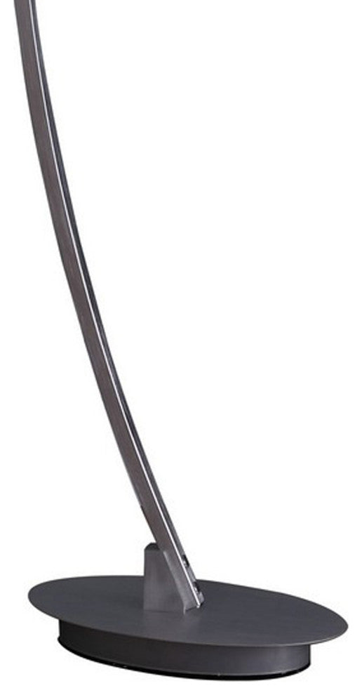 Benzara BM240345 Floor LED Lamp With Metal Arched Design, Brushed Silver