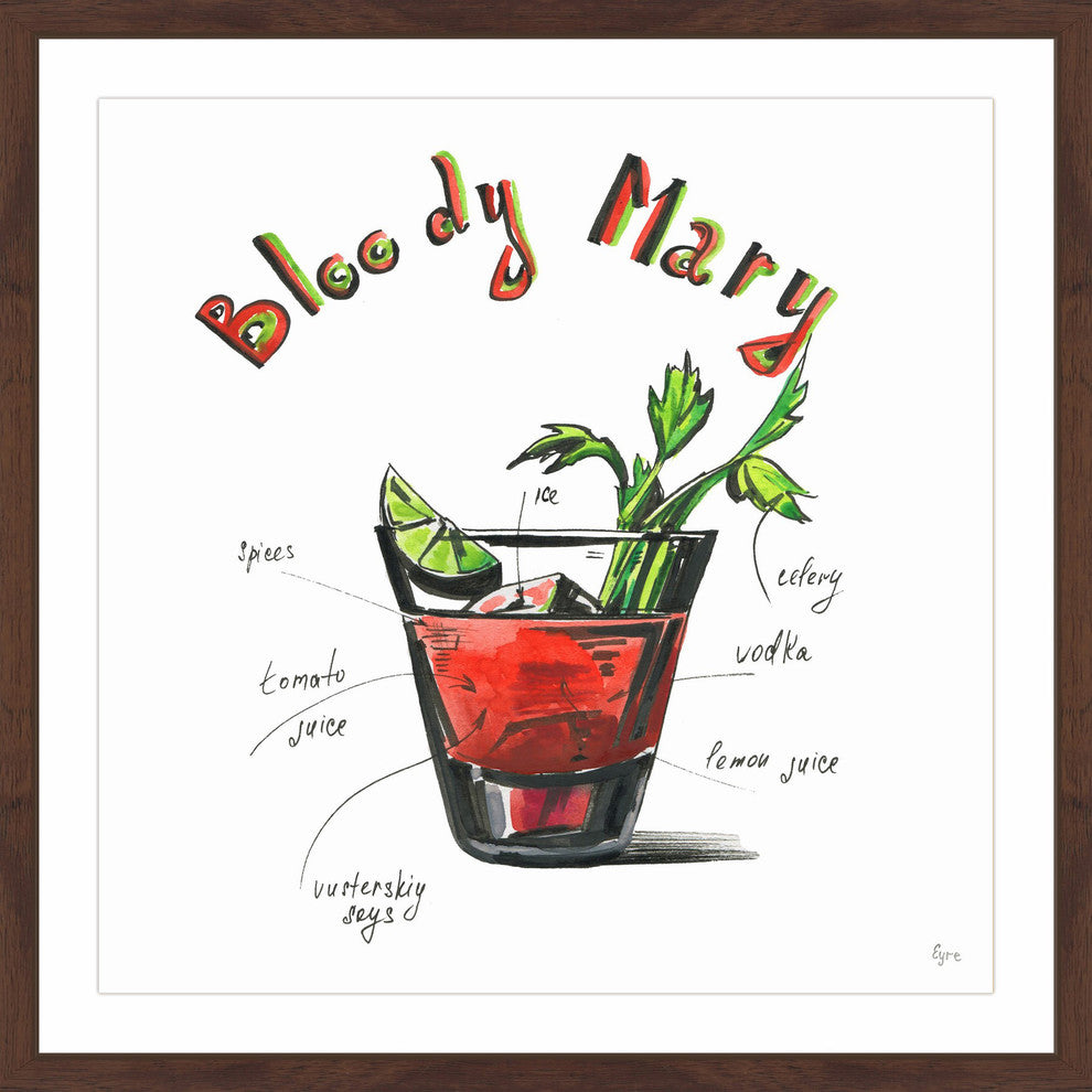 "Bloody Mary Recipe" Framed Painting Print, 12"x12"