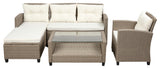 Gewnee Conversation Set Wicker Ratten Sectional Sofa, Beige