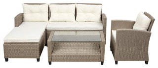 Gewnee Conversation Set Wicker Ratten Sectional Sofa, Beige
