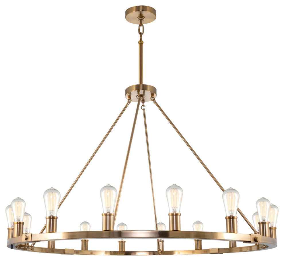 Kira Home Homestead 48" Rustic Farmhouse Wagon Wheel Chandelier, Round Kitchen