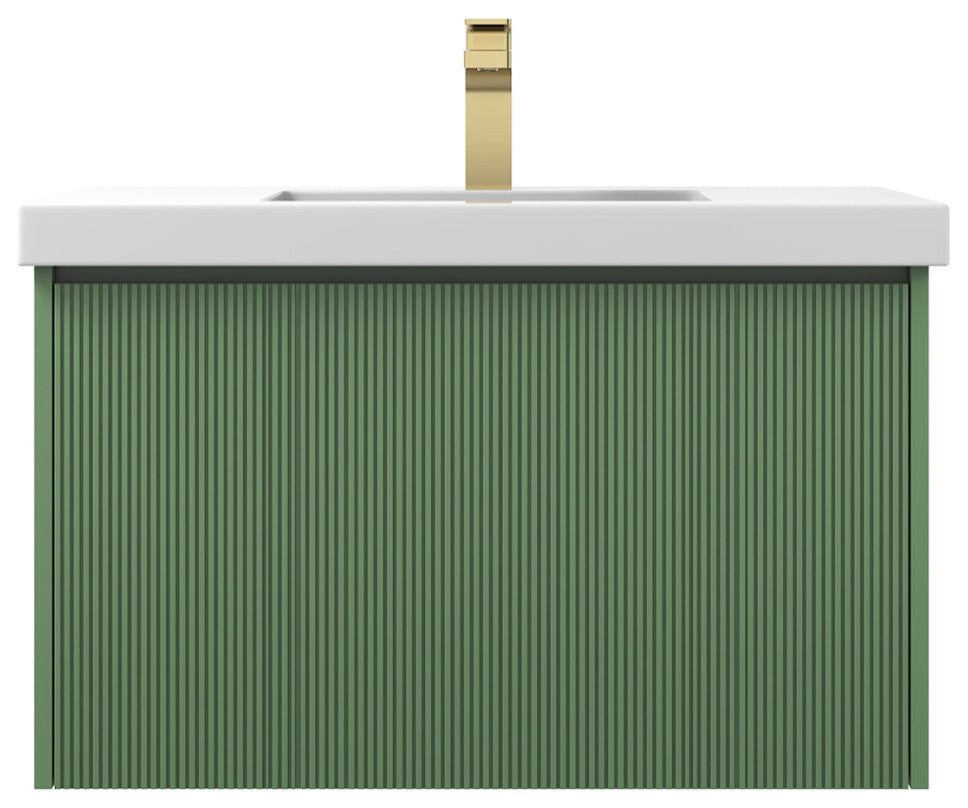 Floating Bathroom Vanity with Sink, Wall Mounted Vanity, Green, 30" W/ Sink
