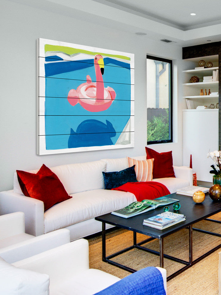 "Pool Float" Print on White Wood by Molly Rosner