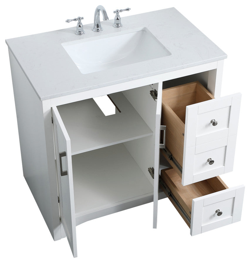 36" Single Bathroom Vanity, White