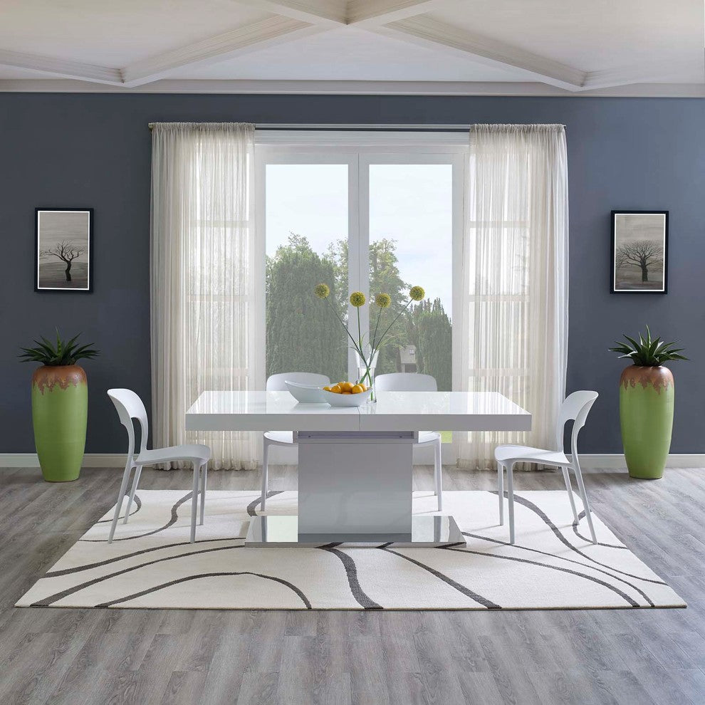 Modway Therese Abstract Swirl 8'x10' Area Rug, Ivory and Charcoal