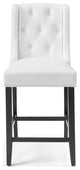 Tufted Counter Stool Chair, Faux Leather, White, Bar Pub Cafe Bistro Restaurant