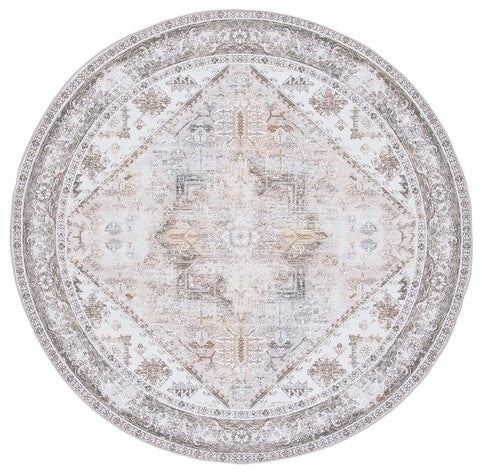 Safavieh Tucson TSN102 Rug Machine-Washable, Beige/Grey, 9' Round