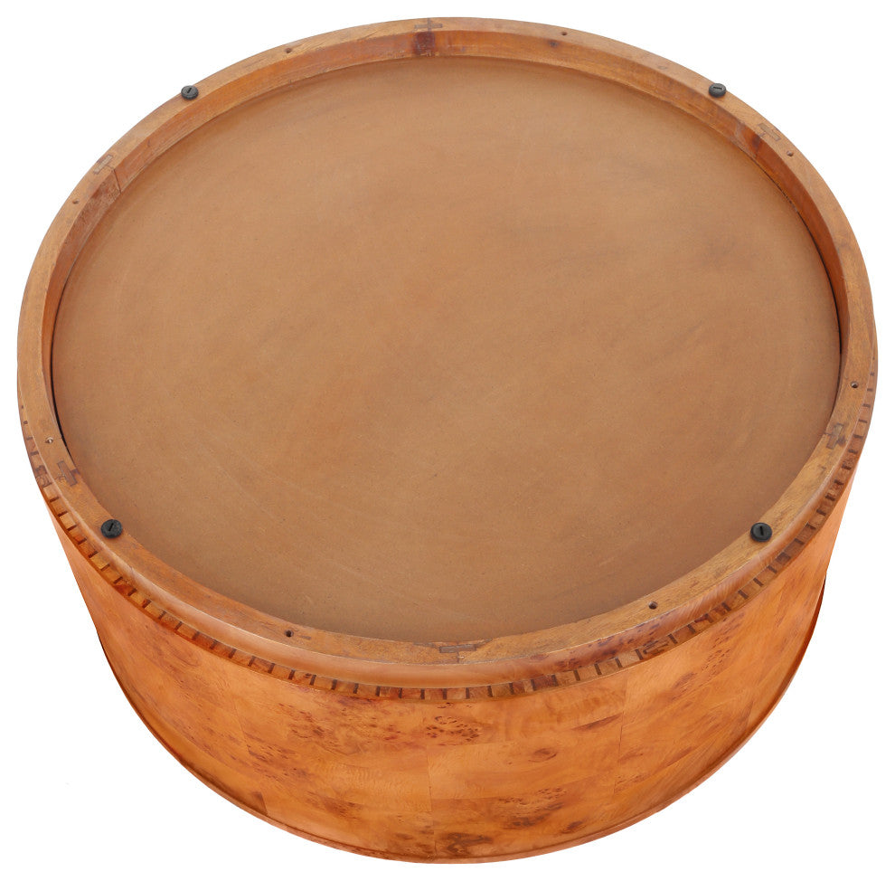 Arsenio Burl Wood Round Table, Golden Brown Burl, Coffee Table